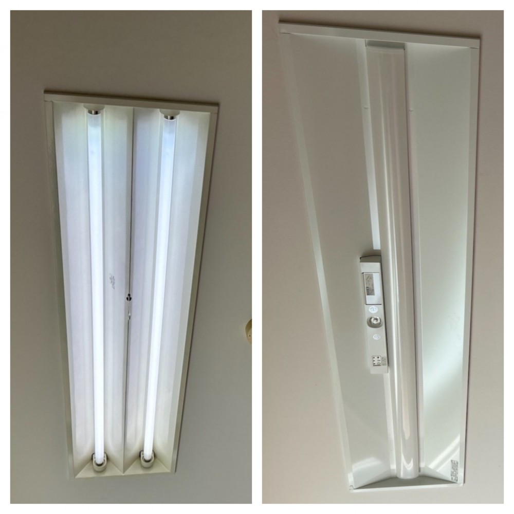 非常照明器具<br>
施工前と施工後